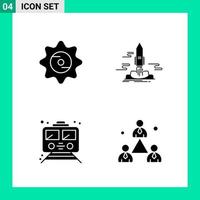 Packung mit 4 Symbolen im soliden Stil Glyphensymbole für den Druck kreativer Zeichen isoliert auf weißem Hintergrund 4 Symbolsatz vektor