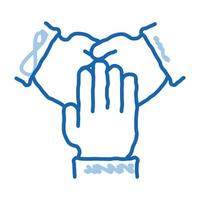 Dreifach-Handshake-Doodle-Symbol handgezeichnete Illustration vektor