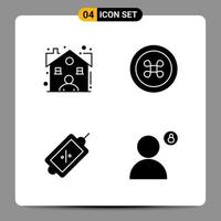 4 schwarze Icon-Pack-Glyphen-Symbole Zeichen für ansprechende Designs auf weißem Hintergrund 4 Icons gesetzt vektor