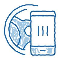 ablenkendes telefon während der fahrt gezeichnete illustration des kritzelsymbols hand vektor