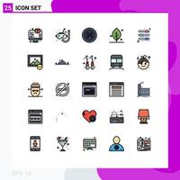 25 gefüllte Linien flaches Farbkonzept für mobile Websites und Apps Volume Spring Button Natur Ökologie editierbare Vektordesign-Elemente vektor