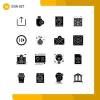16 tematiska vektor fast glyfer och redigerbar symboler av multimedia browser kontor trofén utmärkelser redigerbar vektor design element