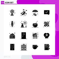 Solid Icon Set Pack mit 16 Glyphen-Icons isoliert auf weißem Hintergrund für Web-Print und Handy vektor