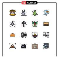 Stock Vector Icon Pack mit 16 Linienzeichen und Symbolen für Feierraketenbirnenstartlampe editierbare kreative Vektordesignelemente