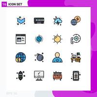 satz von 16 modernen ui-symbolen symbolzeichen für die entwicklung von browser-mond-app-märkten editierbare kreative vektordesignelemente vektor