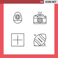 Stock Vektor Icon Pack mit 4 Zeilen Zeichen und Symbolen für Ei Öffnung Blume Fotografie neue bearbeitbare Vektor-Design-Elemente