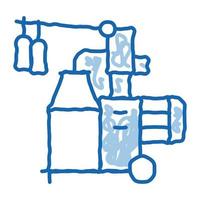 Milchflasche Transfermaschine Doodle Symbol handgezeichnete Abbildung vektor