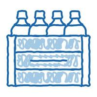 låda med flaskor av mjölk klotter ikon hand dragen illustration vektor