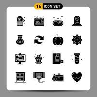 16 schwarze Icon-Pack-Glyphen-Symbole Zeichen für ansprechende Designs auf weißem Hintergrund 16 Icons gesetzt vektor