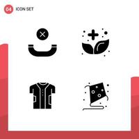 modernes Set aus 4 soliden Glyphen und Symbolen wie Call Clothing Alternative Herbal Electronic Editable Vector Design Elements