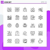 Satz von 25 Symbolen im Linienstil kreative Gliederungssymbole für Website-Design und mobile Apps einfaches Liniensymbolzeichen isoliert auf weißem Hintergrund 25 Symbole vektor