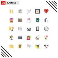 25 universelle flache Farbzeichen Symbole des privaten Herzens jede Produktbox editierbare Vektordesign-Elemente vektor