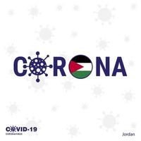 jordanien coronavirus typografie covid19 landesbanner bleib zu hause bleib gesund achte auf deine eigene gesundheit vektor