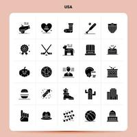 solide 25 USA Icon Set Vektor Glyphe Stil Design schwarze Icons Set Web und mobile Geschäftsideen Design Vektor Illustration