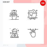 Vektorpaket mit 4 Symbolen im kreativen Umrisspaket im Linienstil isoliert auf weißem Hintergrund für Web und Handy vektor