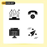4 kreativ ikoner för modern hemsida design och mottaglig mobil appar 4 glyf symboler tecken på vit bakgrund 4 ikon packa vektor