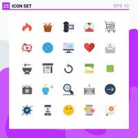 25 flaches Farbkonzept für mobile Websites und Apps Commerce Kaufen Sie alte Kamerarollenkorb-Programmierer editierbare Vektordesign-Elemente vektor