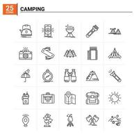25 camping ikon uppsättning vektor bakgrund