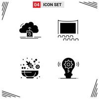 Stock Vector Icon Pack mit Linienzeichen und Symbolen für Cloud-Gurken-Datenkino-Salat editierbare Vektordesign-Elemente