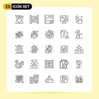 25 kreative Symbole moderne Zeichen und Symbole des Mondinternet-Suchservers bearbeitbare Vektordesign-Elemente vektor