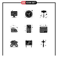 9 kreativ ikoner modern tecken och symboler av notera bok borra app tåg redigerbar vektor design element