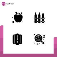 4 kreative Symbole moderne Zeichen und Symbole von Apfelwurst Zaun Frühling Krebs editierbare Vektordesign-Elemente vektor