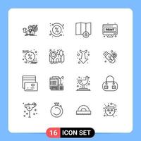 16 kreativ ikoner modern tecken och symboler av svart fredag skriva ut transaktion papper dator ark redigerbar vektor design element