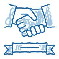 Business-Handshake-Deal-Doodle-Symbol handgezeichnete Illustration vektor