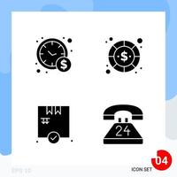 modern packa av 4 ikoner fast glyf symboler isolerat på vit backgound för hemsida design vektor