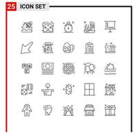 Aktienvektor-Icon-Pack mit 25 Zeilenzeichen und Symbolen für Expansionskolonie Uhr Kolonisationszeit editierbare Vektordesign-Elemente vektor
