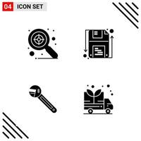 Pixel perfektes Set aus 4 soliden Symbolen Glyphen-Icon-Set für die Gestaltung von Websites und die Schnittstelle für mobile Anwendungen vektor