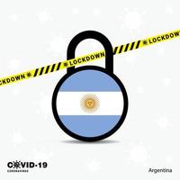 argentina låsa ner låsa coronavirus pandemi medvetenhet mall covid19 låsa ner design vektor