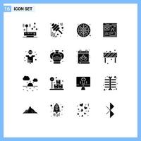 Stock Vector Icon Pack mit 16 Linienzeichen und Symbolen für die Landwirtschaft Design Jar Web Play editierbare Vektordesign-Elemente