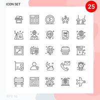 vektor packa av 25 ikoner i linje stil kreativ översikt packa isolerat på vit bakgrund för webb och mobil