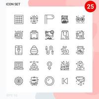 Vektorpaket mit 25 Symbolen im kreativen Umrisspaket im Linienstil isoliert auf weißem Hintergrund für Web und Handy vektor