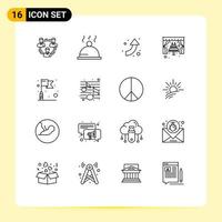 16 kreativ ikoner modern tecken och symboler av flagga romantisk mat båge upp redigerbar vektor design element