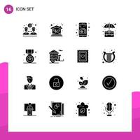 16 kreative Symbole moderne Zeichen und Symbole von Preisverleihungsmedien Bürokoffer editierbare Vektordesign-Elemente vektor