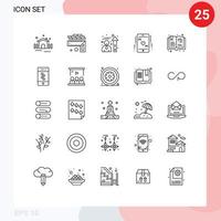 25 universelle Linien für Web- und mobile Anwendungen eingestellt Hobbies Buch Effizienz Mutterliebe editierbare Vektordesign-Elemente vektor