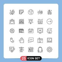 Stock Vector Icon Pack mit 25 Linienzeichen und Symbolen für Geldautodesign Verschmutzungsgas editierbare Vektordesignelemente