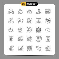 25 schwarze Symbolpaketumrisssymbole Zeichen für ansprechende Designs auf weißem Hintergrund 25 Symbole festgelegt vektor
