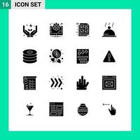 universell ikon symboler grupp av 16 modern fast glyfer av mat maträtt kreativ glas maträtt redigerbar vektor design element