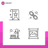 Outline Icon Set Packung mit 4 Zeilensymbolen isoliert auf weißem Hintergrund für reaktionsschnelles Website-Design, Druck- und mobile Anwendungen vektor