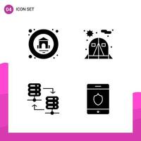 Glyphen-Icon-Set-Paket mit 4 soliden Icons isoliert auf weißem Hintergrund für reaktionsfähige Website-Design-Druck- und mobile Anwendungen vektor