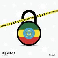 äthiopien sperren sperre coronavirus-pandemie-bewusstseinsvorlage covid19 sperrdesign vektor