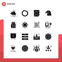 satz von 16 modernen ui-symbolen symbolzeichen für getränkeadleranalytik vogelbericht editierbare vektordesignelemente vektor