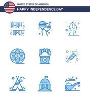 editierbares Vektorlinienpaket von usa day 9 simple blues of frise video american play desert editierbare usa day vector design elements