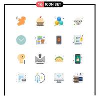 Stock Vector Icon Pack mit 16 Zeilenzeichen und Symbolen für Multimedia-Medien Box Down Lamm editierbares Paket kreativer Vektordesign-Elemente