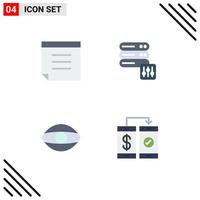 Flaches Icon-Paket mit 4 universellen Symbolen für die Sicherheit von Notenbanken stehen mobil editierbaren Vektordesign-Elementen gegenüber vektor