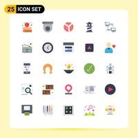 Stock Vector Icon Pack mit 25 Linienzeichen und Symbolen für Computerverbindung Kreisdiagramm Lan House editierbare Vektordesign-Elemente