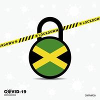 jamaica låsa ner låsa coronavirus pandemi medvetenhet mall covid19 låsa ner design vektor
